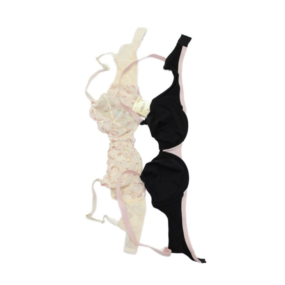 Fayreform Womens Sheer Cup Bra & Contrast Trim Underwire Bra Set Beige Size 40C
